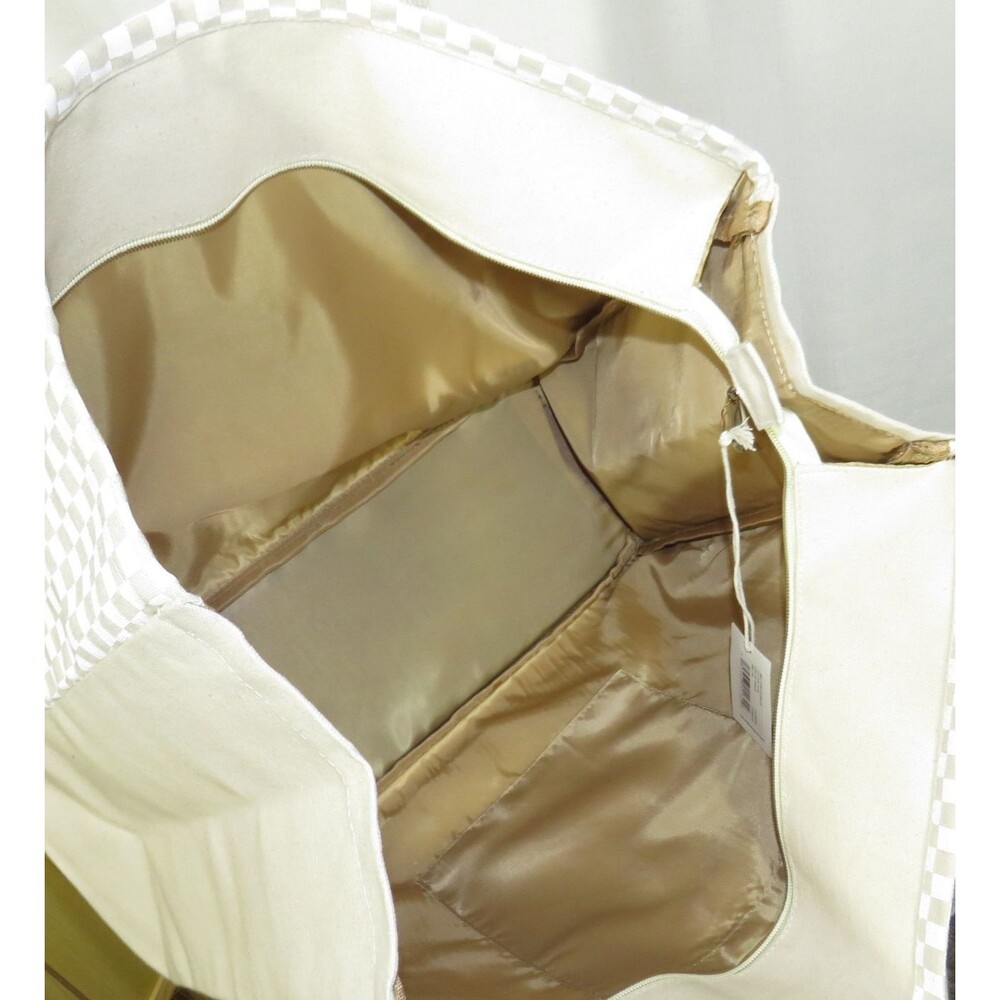 Carve Designs Tan Check Organic Cotton Beach Tote Bag - Picture 2 of 9